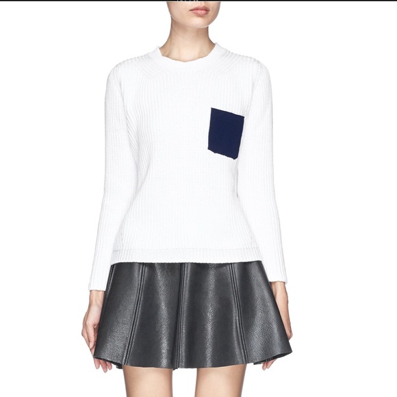 SANDRO ‘SHARLENE' CONTRAST POCKET COTTON SWEATER - Picture 2 of 11